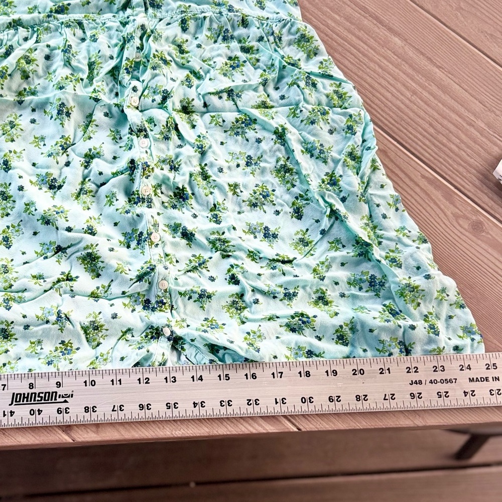 Abercrombie & Fitch Aqua Floral Babydoll Mini Dress/Tunic - Size Small ⭐🌼 - Picture 8 of 9